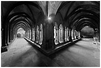 Galleries, Saint Trophimus cloister. Arles, Provence, France (black and white)