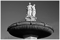 La Rotonde fountain. Aix-en-Provence, France (black and white)