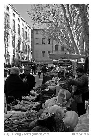 Vegetable market. Aix-en-Provence, France (black and white)
