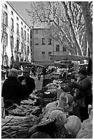 Vegetable market. Aix-en-Provence, France (black and white)