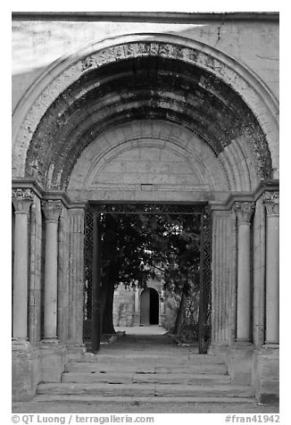 Gate of St Honoratus church, Alyscamps. Arles, Provence, France