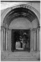 Gate of St Honoratus church, Alyscamps. Arles, Provence, France ( black and white)