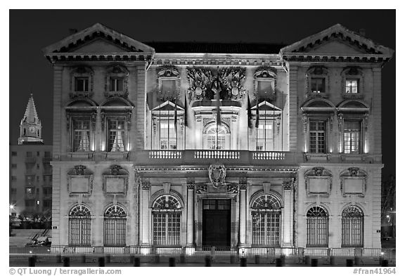 Historic customs house. Marseille, France (black and white)