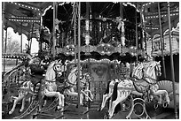 Girl on merry-go-round. Avignon, Provence, France (black and white)