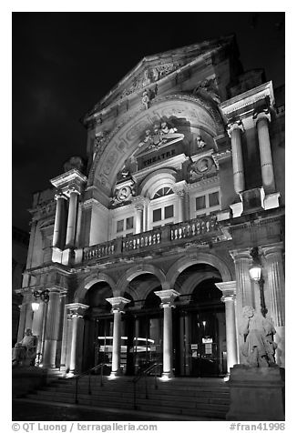 Theatre at night. Avignon, Provence, France (black and white)