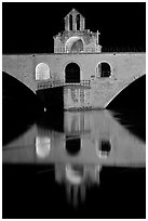 Chapel of Saint Nicholas on the St Benezet Bridge. Avignon, Provence, France (black and white)