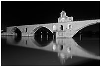 Pont d'Avignon at night. Avignon, Provence, France (black and white)