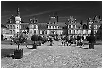 Cour du Cheval Blanc, Chateau de Fontainebleau. France ( black and white)