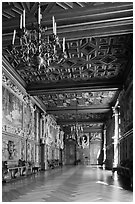 Gallerie Francois 1er, Fontainebleau Palace. France (black and white)