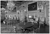 Salon Louis XVIII, Chateau de Fontainebleau. France (black and white)