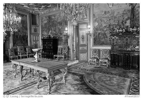 Salon Francois 1er, Fontainebleau Palace. France (black and white)