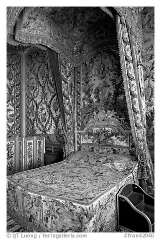 Queen's room, Fontainebleau Palace. France (black and white)