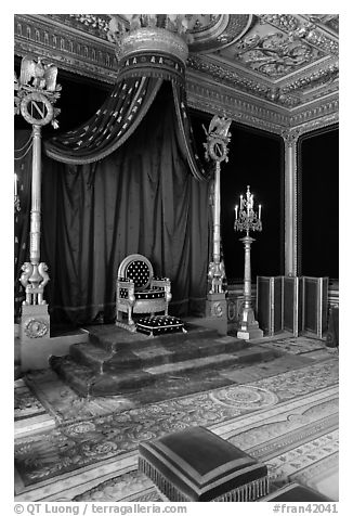 Throne room, Palace of Fontainebleau. France (black and white)