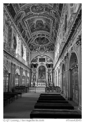 Chapel of the Trinity, palace of Fontainebleau. France (black and white)
