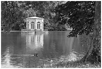 Pavillion and Etang des Carpes, Fontainebleau Palace. France ( black and white)