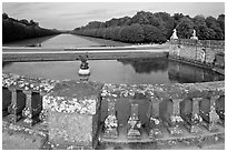 Basin and canal, Chateau de Fontainebleau park. France ( black and white)