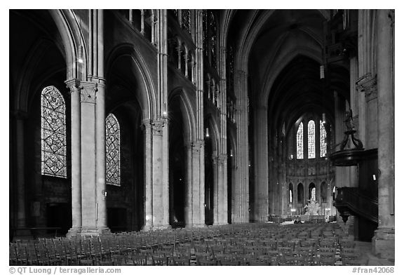 Interior of Chartres Cathedral. France (black and white)