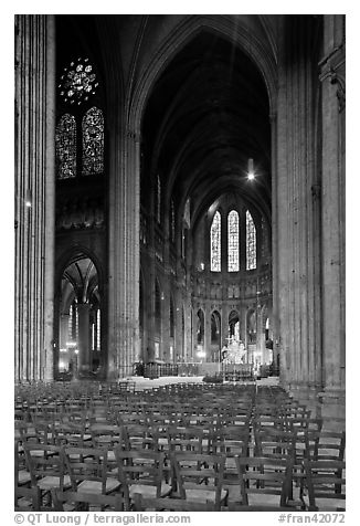 Transept crossing and stained glass, Chartres Cathedral. France