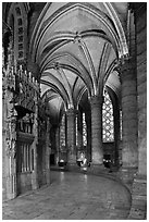 Ambulatory, Cathedrale Notre-Dame de Chartres. France (black and white)