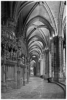 Sanctuary and Ambulatory, Cathedral of Our Lady of Chartres,. France (black and white)