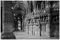 Sanctuary and Aisle, Cathedral of Our Lady of Chartres,. France ( black and white)