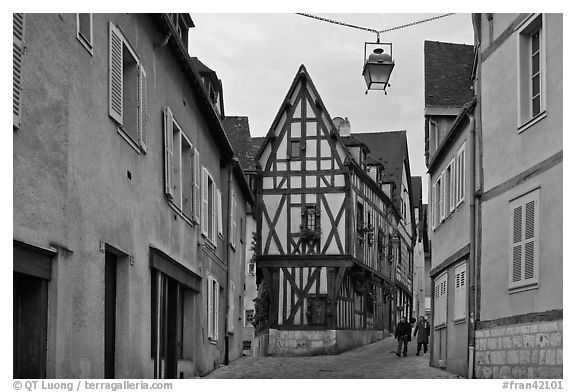 Street and half-timbered house, Chartres. France