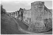 Ramparts, Provins. France (black and white)