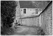 Street and stone wall, Provins. France ( black and white)