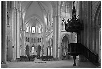 Interior of  Saint Quiriace Collegiate Church, Provins. France (black and white)