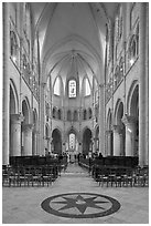 Mass, Saint Quiriace Collegiate Church, Provins. France (black and white)