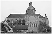 Mossy roofs and dome, Saint Quiriace Collegiate Church, Provins. France ( black and white)