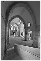 Church interior, Abbaye de Fontenay. Burgundy, France ( black and white)