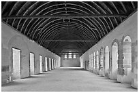 Dormitory, Cistercian Abbey of Fontenay. Burgundy, France ( black and white)