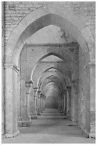 Row of arches, Abbaye de Fontenay. Burgundy, France ( black and white)