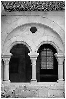 Arches, common room, Fontenay Abbey. Burgundy, France (black and white)