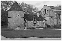 Dovecote, Cistercian Abbey of Fontenay. Burgundy, France (black and white)