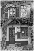 Lapin Agile cabaret facade, Montmartre. Paris, France ( black and white)