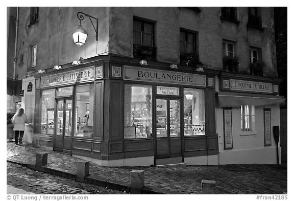 Bakery at dusk, Montmartre. Paris, France