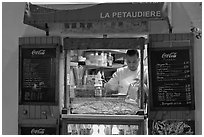 Street food vendor, Montmartre. Paris, France (black and white)