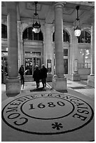 Entrance of Comedie Francaise. Paris, France (black and white)