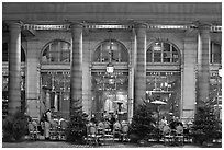 Arcades and Cafe by night. Paris, France ( black and white)