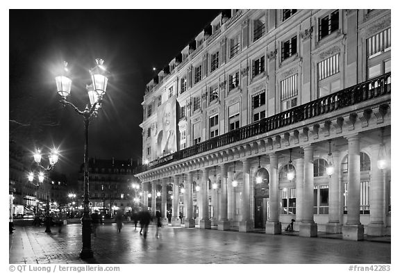 Comedie Francaise Theater by night. Paris, France (black and white)