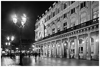 Comedie Francaise Theater by night. Paris, France (black and white)