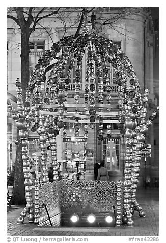 Decorated Subway entrance. Paris, France (black and white)