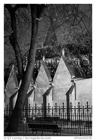 Cluny Abbey and park buy night. Quartier Latin, Paris, France