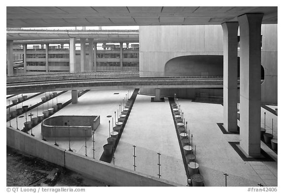 Concrete structures, Roissy Charles de Gaulle Airport. France (black and white)