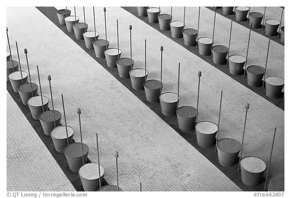 Barrels and sticks,  Roissy Charles de Gaulle Airport. France (black and white)