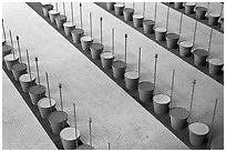 Barrels and sticks,  Roissy Charles de Gaulle Airport. France (black and white)