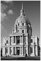 South side of the Invalides hospice with domed royal chapel. Paris, France ( black and white)