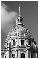 Baroque Dome Church of the Invalides. Paris, France (black and white)